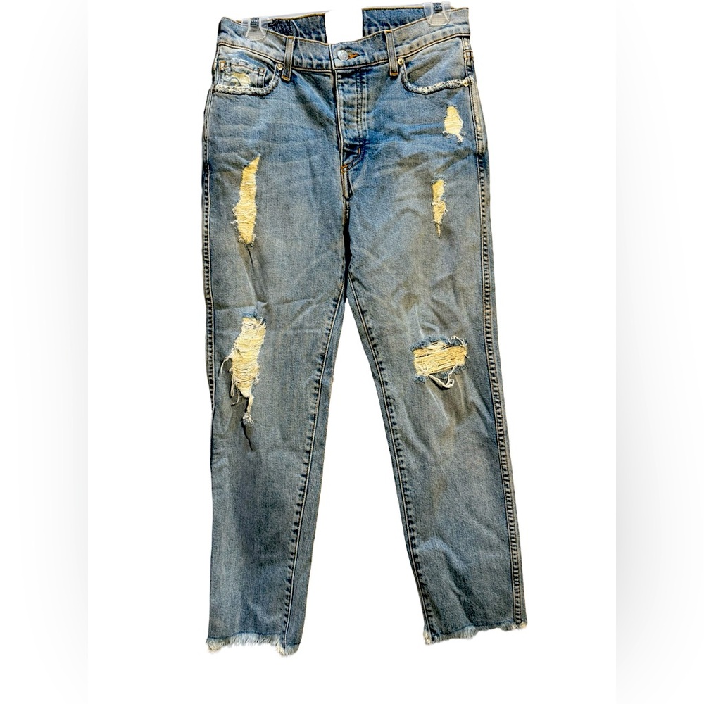 REVICE Straight Leg Distressed Jeans